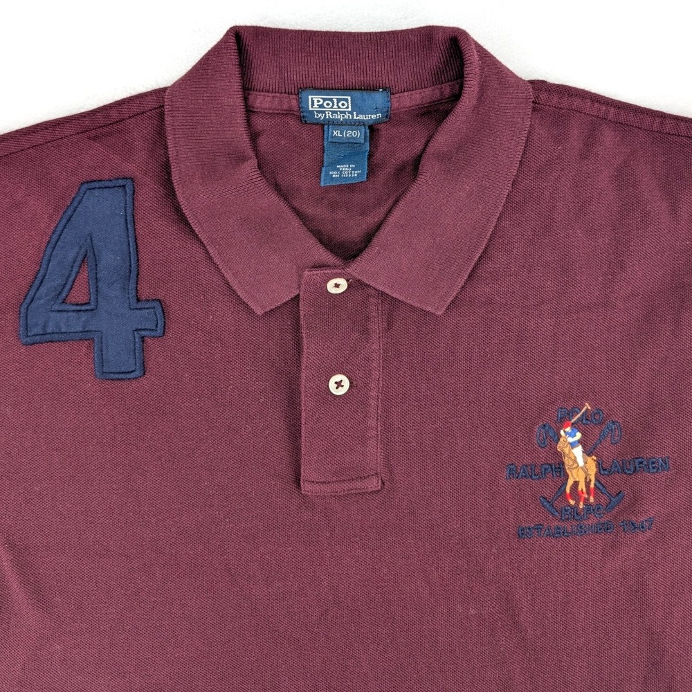Polo Ralph Lauren Boys XL 20 Burgundy Big Pony Embroidered Polo Shirt Number 4